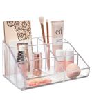 STORi Clear Plastic Makeup Organizer | 6-Compartment Brush and Palette Holder | Curved Front Design | Made in USA - Buy Online on GoSupps.com