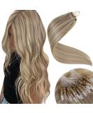Laavoo Micro Loop Hair Extensions - Real Hair Blonde with Dark Ash Blonde Highlights Invisible Microring - 50 Strands 40cm #16/22 - Buy Online on GoSupps.com