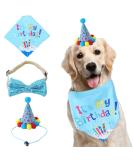 Dog Birthday Bandana Dog Birthday Party Supplies Dog Birthday Bandana Set with Cute Doggie Birthday Party Hat And Bow Tie for Small Medium Large Dogs Pets (Light Blue) - Buy Online on GoSupps.com