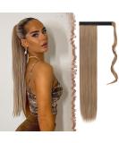 FESHFEN 28 Straight Wrap Around Ponytail Extension - Light Brown Natural Blonde - Clip in Synthetic Hairpiece for Women - 1 Pack - Buy Online on GoSupps.com