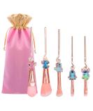 Stitch Makeup Brush Set 5Pcs with Storage Bag - Cartoon Theme Cosmetic Brushes for Face & Eyes - Birthday Gift for Girls & Women (Style 4) - Buy Online on GoSupps.com