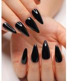 Morily 24Pcs Black Stiletto Press on Nails Medium Length - Almond False Nails Tips for Women & Girls - Buy Online on GoSupps.com