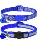 Taglory Reflective Cat Collar 2-Pack - Adjustable Safety Clasp & Bell for Kittens - Dark Blue 15-20cm - Buy Online on GoSupps.com
