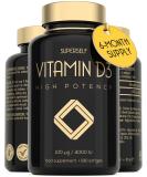 Vitamin D3 4000 IU High Strength Supplement - 180 Softgel Capsules for Strong Bones & Immune System - Cholecalciferol D3 Vitamins 4000IU for Muscles & Teeth - 180 Count - Buy Online on GoSupps.com