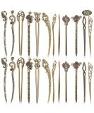 AUHOKY 24Pcs Chinese Women Hair Sticks Vintage Bronze Decorative Hair Pin Chopsticks - 12 Styles Antique Retro Hair Forks DIY Accessory - Buy Online on GoSupps.com