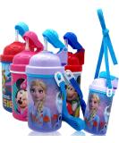 Disney Frozen Deluxe Carrying Strap One Touch Water Bottles with Reusable Built in Straw (Snow Canteen 16.9oz) - Buy Online on GoSupps.com