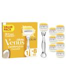 Gillette Venus ComfortGlide Coconut with Olay Women's Razor + 8 Blade Refills, Vitamin E, Gel Bars - Smooth & Comfortable Shave - Buy Online on GoSupps.com