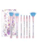 Cute 7PCS Makeup Brush Set with Quicksand Sequins Acrylic Handle - Professional Brushes for Eye Shadow, Blending, and Concealer - Special Blue Cosmetic Brushes for Girls - Buy Online on GoSupps.com