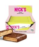 Nicks Protein Wafer Bar Vanilla | 25% Protein | Low Carb | Gluten-Free | 203 Calories | Sugar-Free Chocolate Snacks - 9 Pack (40g Each) - Buy Online on GoSupps.com