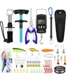 Fishing Tool Kit with Lures, Hooks, Lip Gripper, Digital Scale, Pliers, Sheath, and Lanyard - 134 Pcs, Blue Fresh Style - Buy Online on GoSupps.com