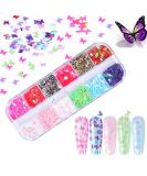 Kalolary 3D Butterfly Nail Art Glitter Sequins - Colorful Holographic Foil Debris for Women's Nail Decoration - Buy Online on GoSupps.com