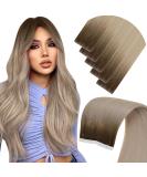 LAAVOO Blond Tape Extensions - Real Hair Balayage Ombre #9A/10/800 - 50cm 5PCS - Light Brown to Platinum - Buy Online on GoSupps.com