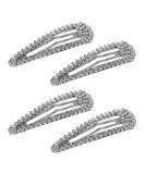 4PCS Silver Rhinestone Snap Hair Clips for Women - Shining Metal Hair Clips - Buy Online on GoSupps.com