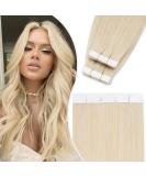 Elailite Tape Extensions - 30cm Real Human Hair 80g Invisible Glue 40 Pieces #60 Platinum Blonde - Buy Online on GoSupps.com