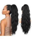 Brikabia 66cm Black Beach Wavy Ponytail Extension | Clip-In Natural Braid Hair for Women - Buy Online on GoSupps.com