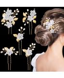 Melliex 5-Piece Wedding Hair Needles & Floral Pearls - U-Shaped Bridal Jewelry Clips in Silver & Gold for Women & Girls - Buy Online on GoSupps.com