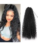 30 Corn Curly Wave Drawstring Ponytail in Black - 30 Inch Synthetic High Puff Ponytail Hair Piece with Comb Clip | Wavy Clip-In Extensions - Buy Online on GoSupps.com