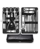 Manicure Set Professional Nail Clippers Kit Pedicure Care Tools 23pcs Stainless Steel Grooming Tools with Black PU Leather Case for Travel or Home (Black/Silver) - Buy Online on GoSupps.com