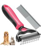 Deshedding Brush for Dog and Cat Pet Grooming Rake and Brushes for Small Medium & Large Dogs 17+9 Double Sided Deshedding Tool with free Dog Comb(pink) - Buy Online on GoSupps.com