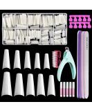500Pcs IKOCO Natural Coffin Nail Tips Set with Accessories - Ballerina False Nails Kit for Salons and DIY Nail Art - Half Cover White Acrylic Nails - Buy Online on GoSupps.com