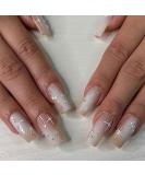 24Pcs French False Nails Coffin Medium Length White Pearls Ballerina Press on Nails | Artificial Full Cover Acrylic Stick on Nails for Women Girls DIY Nail Art - Buy Online on GoSupps.com
