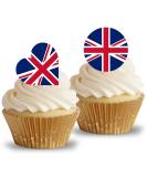 32 x Pre-Cut Stand up Union Jack Edible Wafer/Rice Paper Cupcake Cake Dessert Toppers Royal Party Birthday Coronation Decorations - Buy Online on GoSupps.com