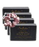 SheaMoisture African Black Soap Bar - Exfoliating Cleanser with Shea Butter & Tea Tree Oil - Balances Oily Skin - 4 Pack Bundle - Buy Online on GoSupps.com