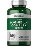 Triple Magnesium Complex 420mg | 200 Capsules | Non-GMO Gluten Free Supplement by Piping Rock - Buy Online on GoSupps.com