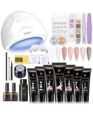 Saviland Poly Nail Gel Kit - Pink Series 7 Colors Nail Extension Set with 48W Nail Lamp and Manicure Tools - for Salon Quality Nails at Home - Buy Online on GoSupps.com