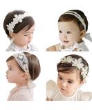 4 Pcs Baby Girl Headbands with Grosgrain Ribbon Faux Leather Stars for Baby Girl Toddler Kids as Party/Wedding/Photography Accessories (White) - Buy Online on GoSupps.com