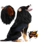 Vivifying Lion Mane Dog Costume - Adjustable Halloween Wig with Ears for Medium & Large Dogs (Black) - Buy Online on GoSupps.com