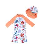 Baby Girl One Piece Swimwear Set with Sun Hat | UPF 50+ Sunflower Toddler Swimsuit 9-12 Months - Buy Online on GoSupps.com