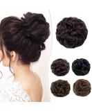 Silk-Co Hairpiece with Elastic Band - Wavy Soft Bun Hair Extensions 55g Dark Brown Curly Thickening Messy Bun Updo - Buy Online on GoSupps.com