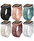 6 Pack Leopard Engraved Apple Watch Bands - Waterproof Cheetah Sport Silicone Wristbands for Women - Compatible with iWatch Series 8 7 6 5 4 3 2 SE - Starlight-38 A - Black/Pink Sand/Pine Green/Starlight/Smoke Violet/White - Buy Online on GoSupps.com