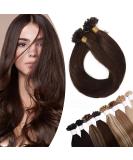 Buy Real Hair Extensions - Keratin U-Tip Bondings 100 Strands Medium Brown #4 18 (45cm) - Premium Quality Human Hair - Buy Online on GoSupps.com