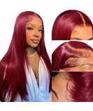 AMILICOCO Burgundy Lace Front Human Hair Wig 24 Inch - Pre Plucked, 180% Density, Straight 13x4 HD Lace Front with Baby Hair - for Black Women - Buy Online on GoSupps.com