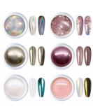 GZMAYUEN Chrome Nail Powder Set - 6 Colors Mirror Effect Metallic Pigment for Stunning Nails | International Shipping Available - Buy Online on GoSupps.com