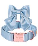 Unique Silk Blue Dog Collar with Bow | Durable & Stylish XL Collar for Large Dogs - Buy Online on GoSupps.com