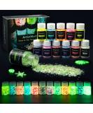 Glow in The Dark Glitter, 12 Colors Chunky Glitter for Tumblers, High Luminous Holographic Glitter for Resin Crafts Epoxy Slime, Cosmetic Grade Nail Glitter Set for Face Body Skin 144g - Buy Online on GoSupps.com