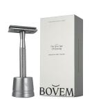 BOVEM Align Razor - Premium Single Blade Safety Razor for Men | Double Edge Razor with Stand and 5 Platinum Blades | Matte Silver - Buy Online on GoSupps.com