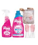 The Pink Laundry & Stain Remover For Clothes- Includes 500ml The Pink Stuff Spray Oxi Stain Remover 960ml Non Bio Washing Liquid Sensitive Detergent Bundled with Pink Reusable Gloves & Laundry Basket. - Buy Online on GoSupps.com