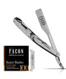 Facn Professional Marble Straight Edge Barber Razor | 100 Blades Included | Salon Quality Cut Throat Shavette - Buy Online on GoSupps.com