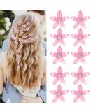 Mezrkuwr 10-Piece Pink Small Flower Hair Clips | Mini Rhinestone Hair Accessories for Women & Girls | Bridal & Wedding Decorative Hair Pins - Buy Online on GoSupps.com