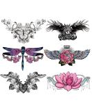 6 Sheets Temporary Chest Tattoos for Women - Dragonfly Butterfly Flower Wings Underboob & Sternum Tattoos - Realistic Long Lasting Waterproof Designs - Buy Online on GoSupps.com