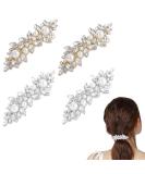4 PCS Pearl Rhinestone Barrettes for Women - French Rhinestone Pearl Hair Clips | Bridal Hair Pins and Decorative Accessories - Buy Online on GoSupps.com