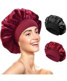 Redamancy Satin Bonnet Set - Reusable Silk Hair Hoods for Women & Girls | Nighttime Sleep Protection (Black & Red) - Buy Online on GoSupps.com