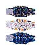 Cutebone Male Washable Dog Diapers - Reusable Belly Bands for Male Dogs | 3 Pack High-Suction Wraps with Velcro - XS (23-28cm) Krocodil Dinosaur Rocket Designs - Buy Online on GoSupps.com