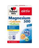 Double heart magnesium 500 + calcium + potassium - high -dose magnesium as a contribution to normal muscle function and the electrolyte balance - 30 tablets 69 g (1 Pack) - Buy Online on GoSupps.com