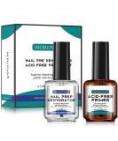 Morovan Professional Nail Prep Dehydrate & Acid-Free Primer Set (2-Pack) - Fast Dry, Superior Bonding Agent for Acrylic, Gel, UV Gels - Non Acid Formula - 0.5 Fl Oz - Gift Box Included - Buy Online on GoSupps.com