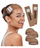 Wig Grip Bands - Yuest Velvet Headband for No-Slip Wig Security (Brown, 2 pcs) + 4 Wig Caps - Buy Online on GoSupps.com